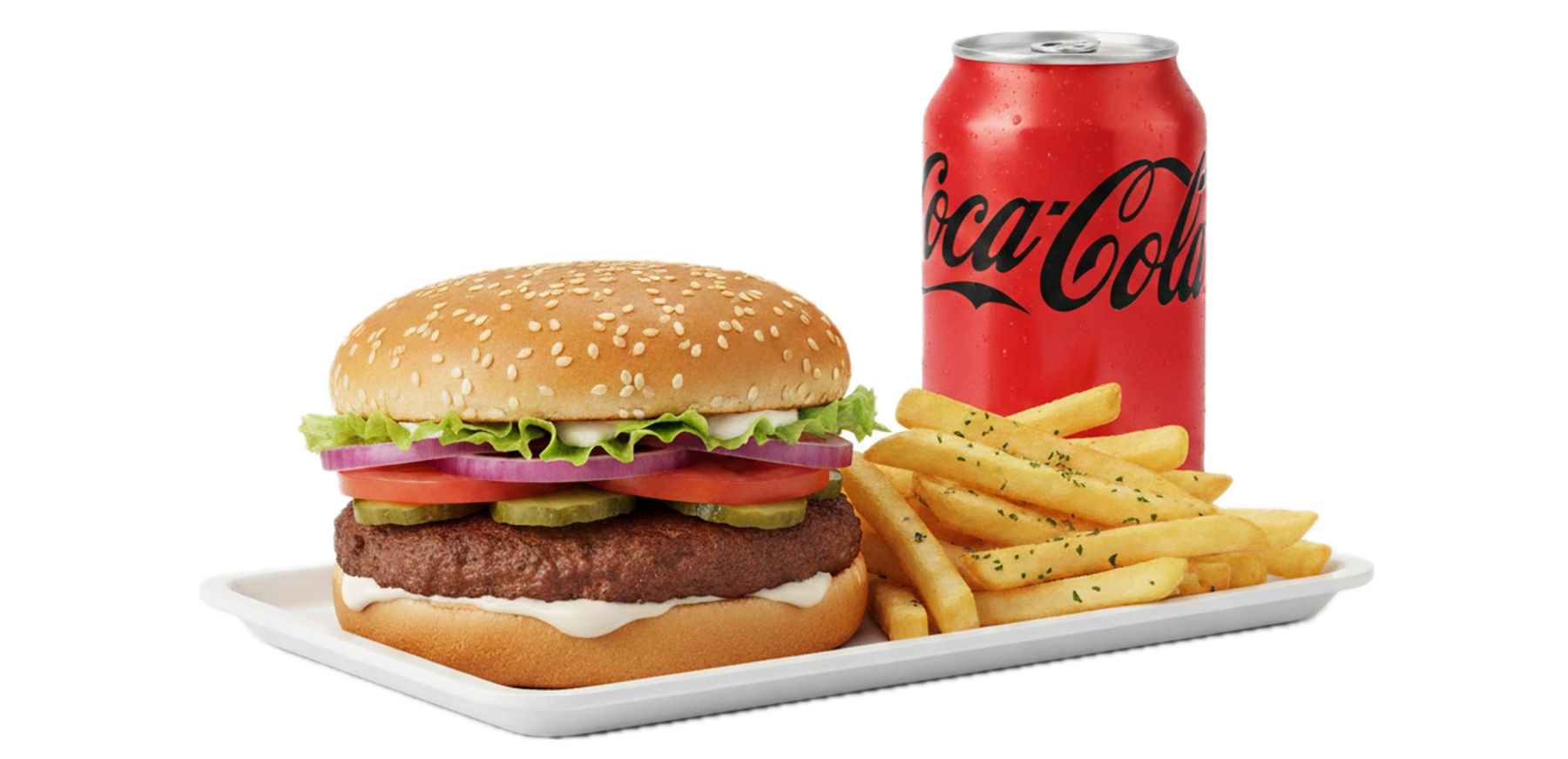 Hamburger mit Pommes & Softdrink