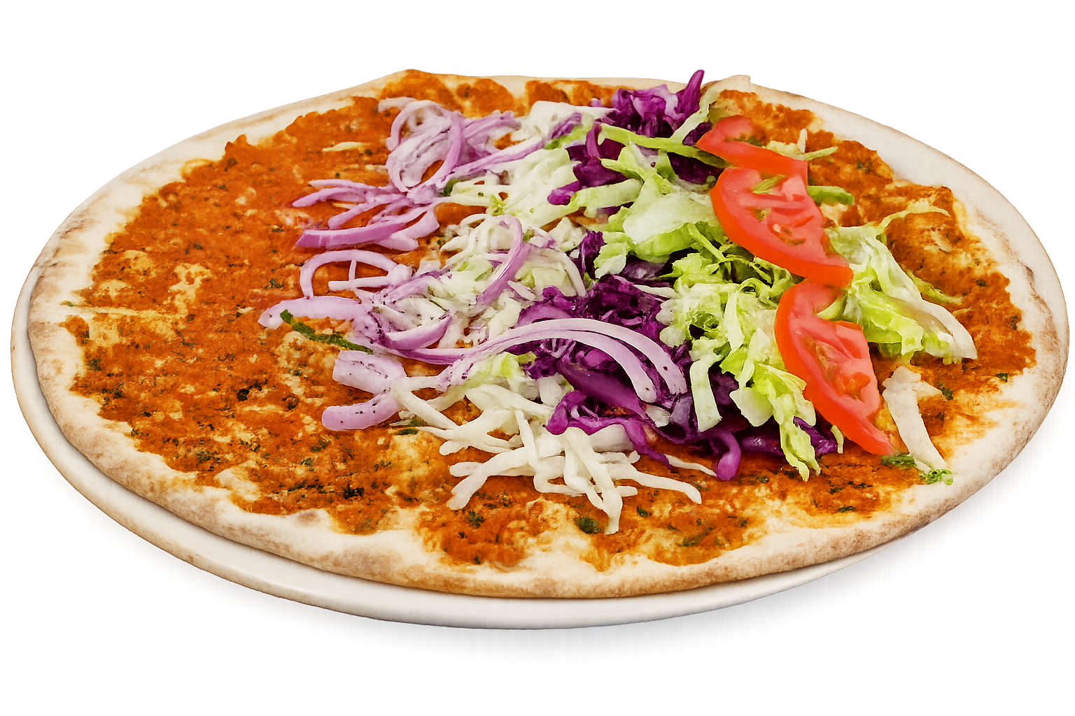 Türkische Pizza mit Salat und Soße